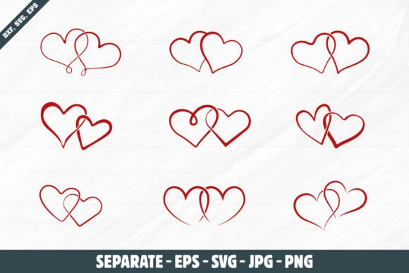 Download Two Red Hearts United Vectors, Heart Svg - Vector Collection