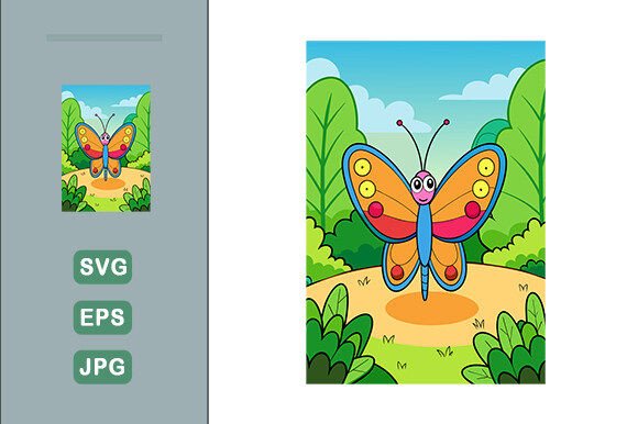Download Butterfly Vector Landscape Background - Vector Collection