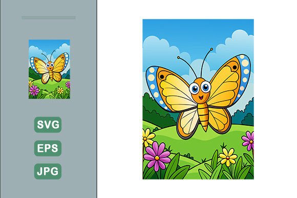 Download Butterfly Vector Landscape Background - Vector Collection