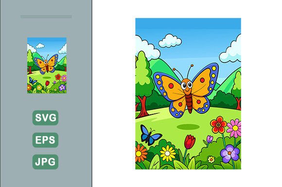 Download Butterfly Vector Landscape Background - Vector Collection