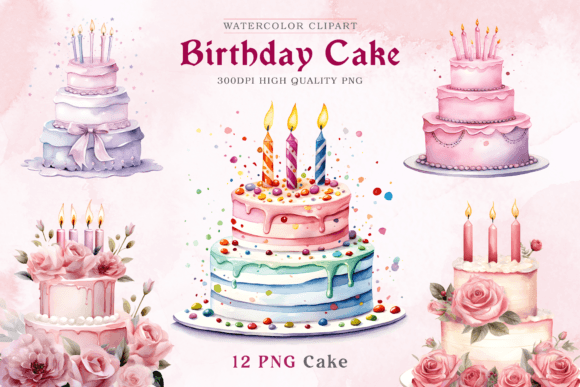 Download Watercolor Birthday Cake Clipart PNG - Birthday cake Collection