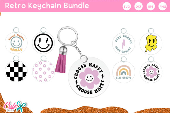 Download Retro Keychain SVG Bundle for Crafters - Retro keychain Collection
