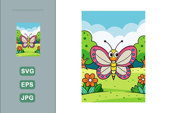 Download Butterfly Vector Landscape Background - Vector Collection