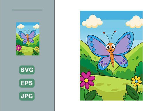 Download Butterfly Vector Landscape Background - Vector Collection