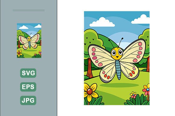 Download Butterfly Vector Landscape Background - Vector Collection