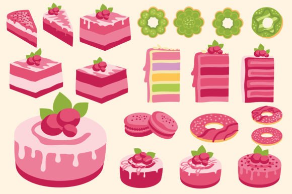 Download Pink Sweet Cake Vector Set - Vector Collection