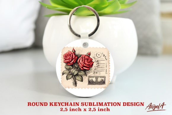 Download Round Retro Keychain, Vintage Envelope - Retro keychain Collection