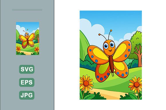 Download Butterfly Vector Landscape Background - Vector Collection
