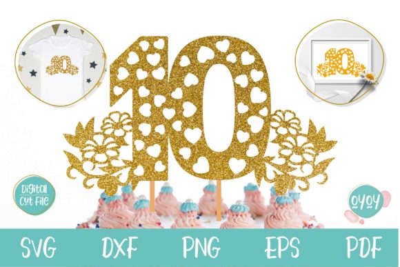 Download 10th Birthday Cake Topper SVG Flowers - Birthday cake Collection
